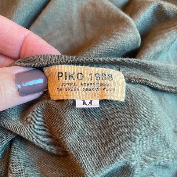 Piko 1988 Olive Green Bamboo Blend Short Sleeve Dress - Picture 9 of 12